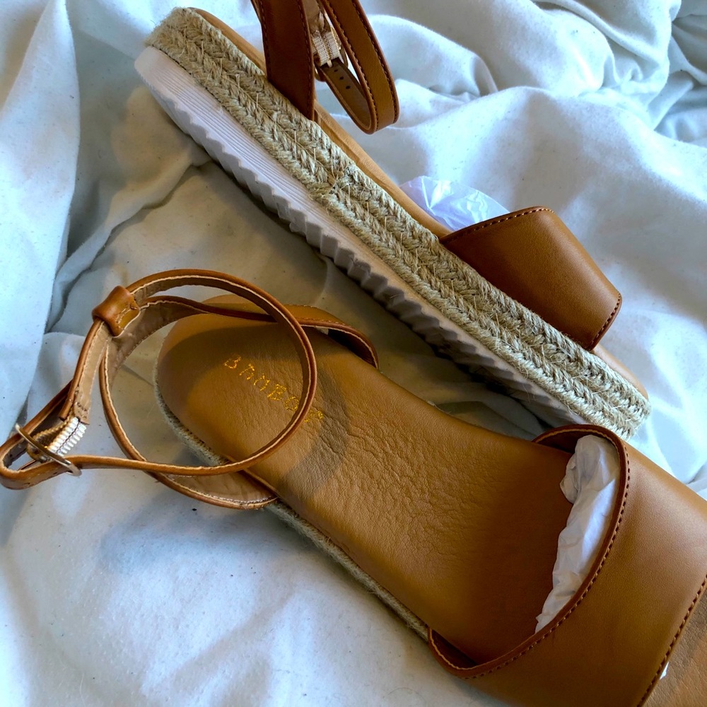 Tan Platform Sandals.
